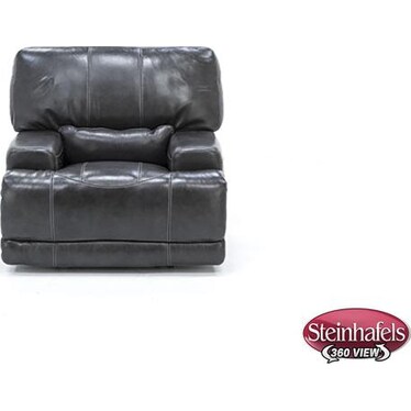 Placier Leather Power Headrest Recliner in Charcoal