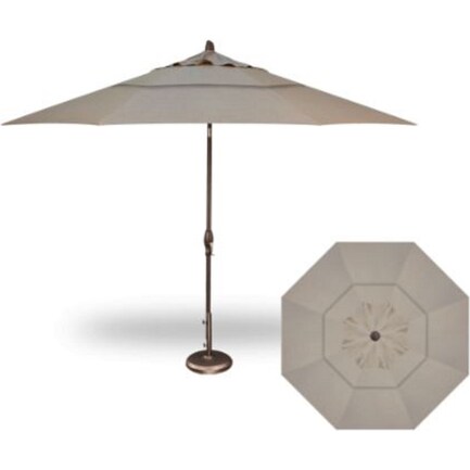3-Pc 11' Auto Tilt Cast Ash Umbrella With Bronze Base and Add-On-Weight