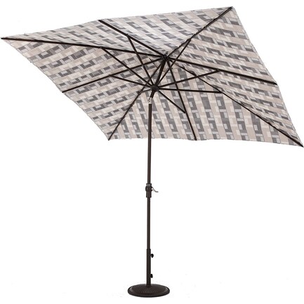 3-Pc. 8' x 10' Rectangle Auto Tilt Mosaic Tile Umbrella with Bronze Base and Add-On-Weight