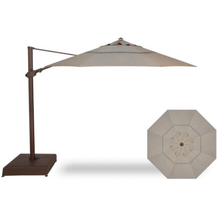 2-Pc 11' Cantilever Cast Ash Umbrella With Bronze Base