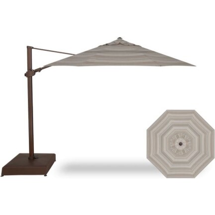 2-Pc 11' Cantilever Trusted Fog Umbrella With Bronze Base