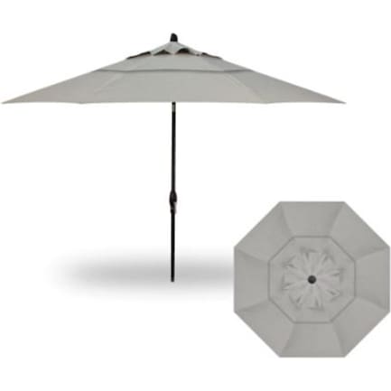 11' A/T Silver Linen Umbrella W/Black Pole