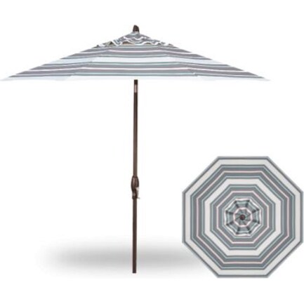 9' A/T Vancouver Coast Stripe Umbrella W/Bronze Pole