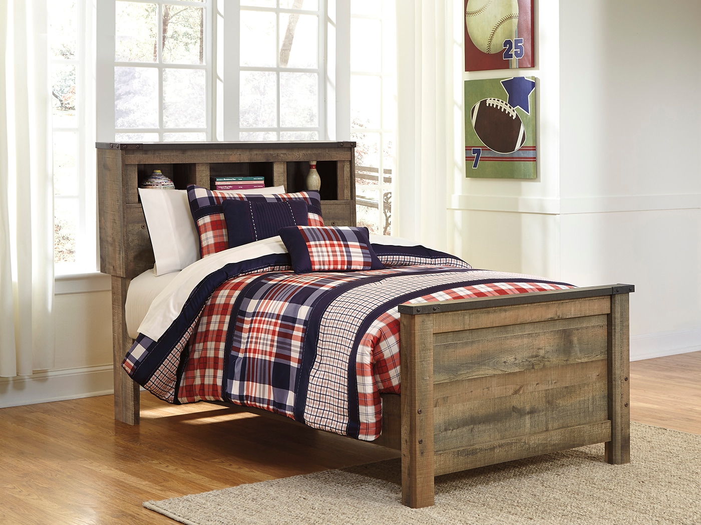 Trinell bookcase store bed