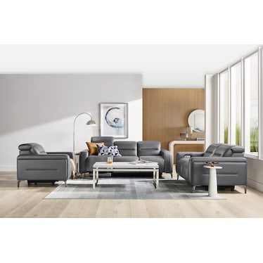 Drew & Jonathan Home Amalfi Leather Wall Saver Power Headrest Reclining Sofa