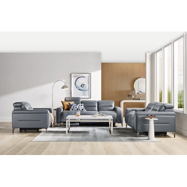 Drew & Jonathan Home Amalfi Leather Wall Saver Power Headrest Reclining Sofa