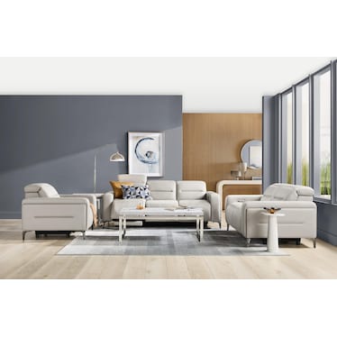 Drew & Jonathan Home Amalfi Leather Wall Saver Power Headrest Reclining Sofa