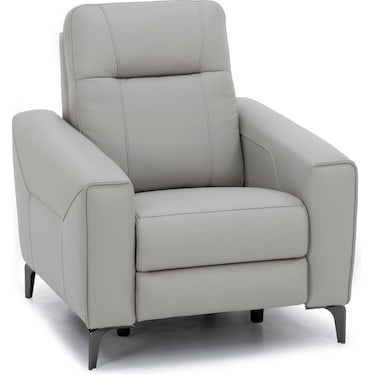 Drew & Jonathan Home Parkside Heights Leather Power Headrest Recliner in Gray