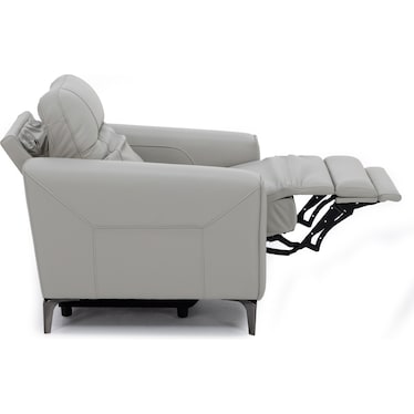 Drew & Jonathan Home Parkside Heights Leather Power Headrest Recliner in Gray