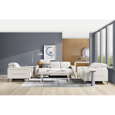 Drew & Jonathan Home Amalfi Leather Wall Saver Power Headrest Reclining Sofa
