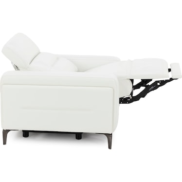 Drew & Jonathan Home Amalfi Leather Wall Saver Power Headrest Recliner in White