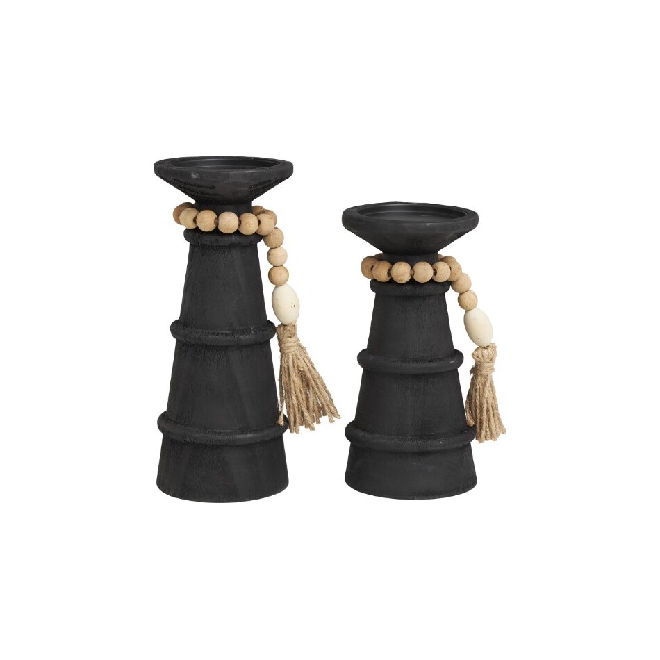 uma enterprises inc black candleholder candle set  