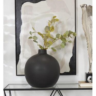 Black Ceramic Vase 16"W x 17"H