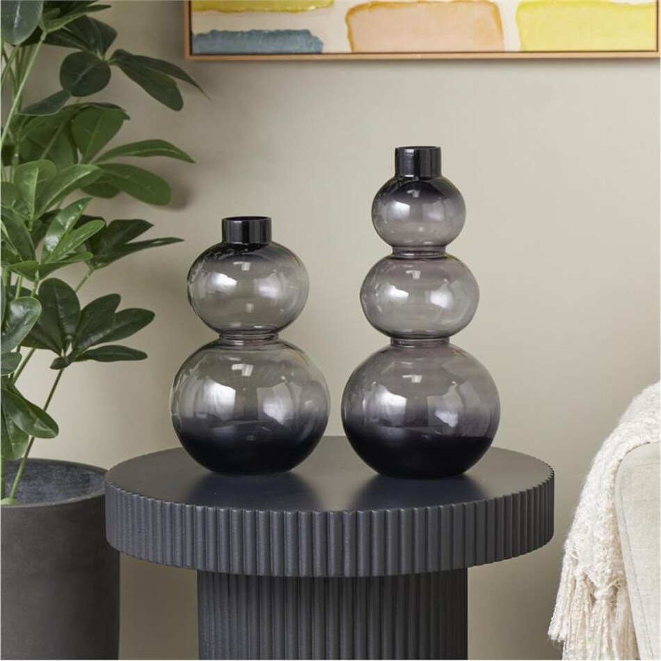 uma enterprises inc black jar vase bowl plate set  