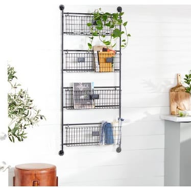 Metal Baskets Wall Shelf 24"W x 61"H