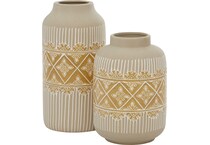 uma enterprises inc yellow jar vase bowl plate set  