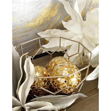 Set of 4 Gold Mosaic Orb 4"