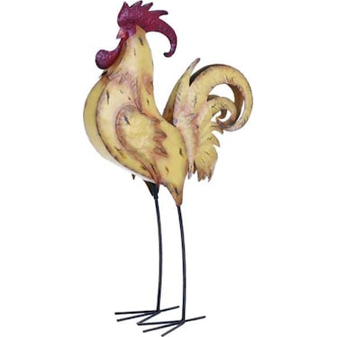 Cream and Red Metal Rooster 16"W x 28"H