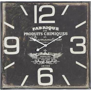 Black Wood Square Wall Clock 23"W x 23"H