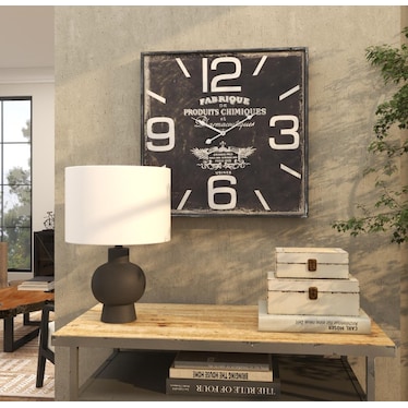 Black Wood Square Wall Clock 23"W x 23"H