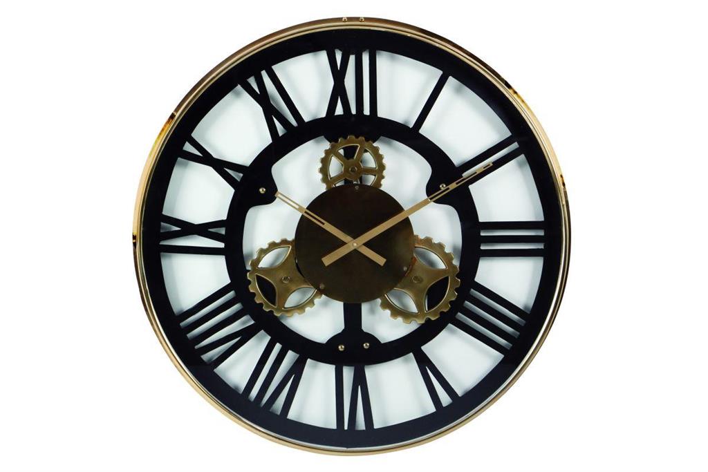 Black and Gold Steel Wall Clock 32" Round Steinhafels