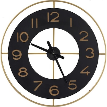 Black and Gold Metal Wall Clock 28" Round