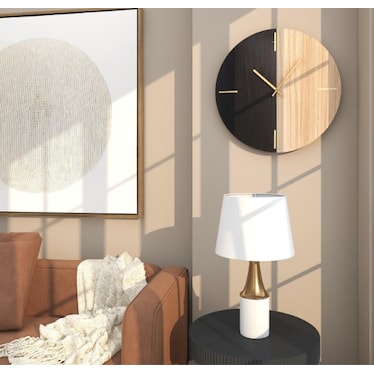 Black Wood Wall Clock 24" Round
