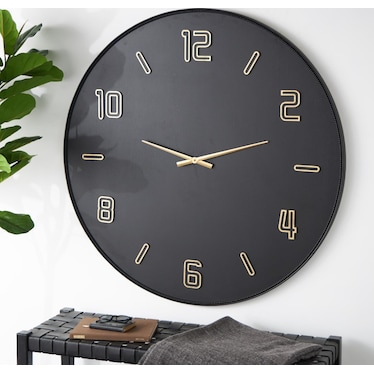 Black Wood Wall Clock 47" Round