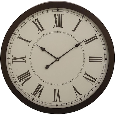 Black and White Metal Wall Clock 30" Round