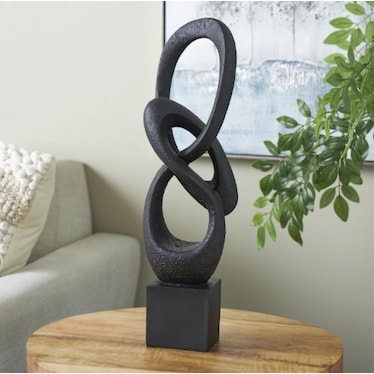 Black Swirl Sculpture 6"W x 20"H