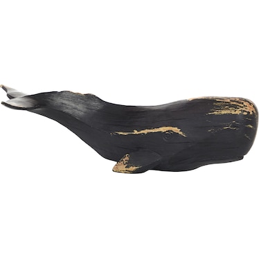 Small Black Whale Sculpture 14"W x 4"H