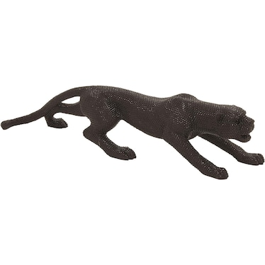 Black Bling Leopard Statue 42"W x 11"H