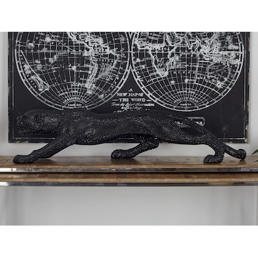 Black Bling Leopard Statue 42"W x 11"H