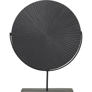 Black Wood Disc On Stand 18"W x 23"H