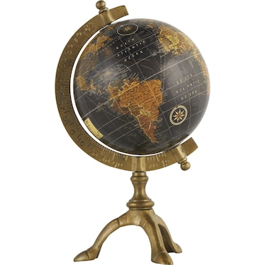 Black Globe On Metal Stand 7"W x 12"H