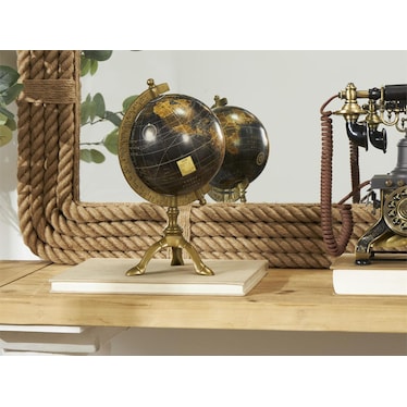 Black Globe On Metal Stand 7"W x 12"H