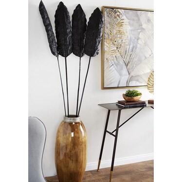 Set of 4 Black Bamboo Leaves 78"H