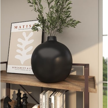 Black Ceramic Vase 16"W x 17"H