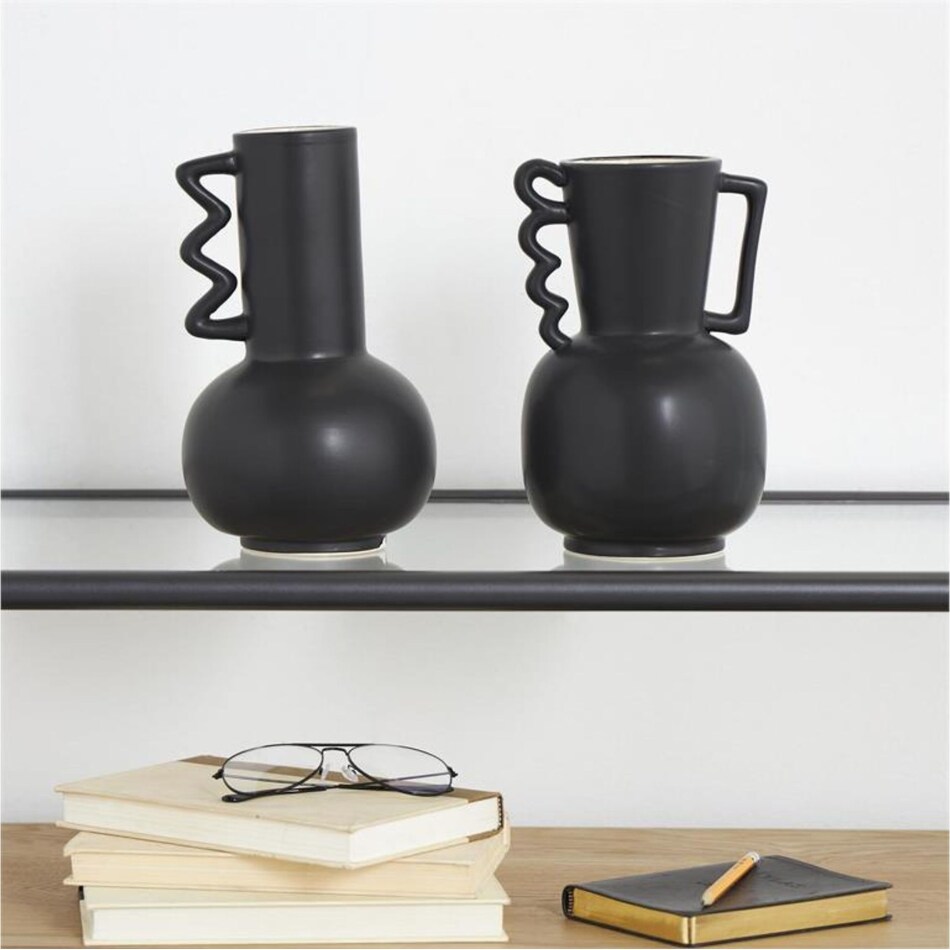 umai black jar vase bowl plate set  