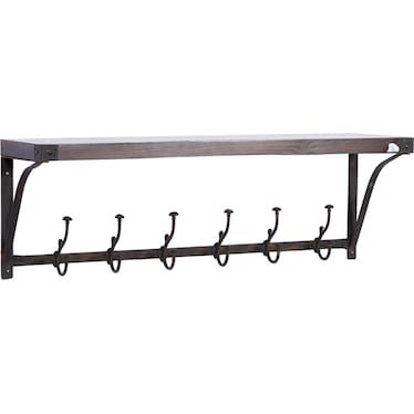 Wall Shelf with Hooks 39"W x 13"H