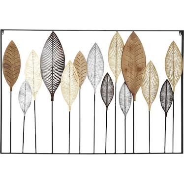 Copper, Gold, and Black Metal Leaves Wall Decor 47"W x 31.5"H