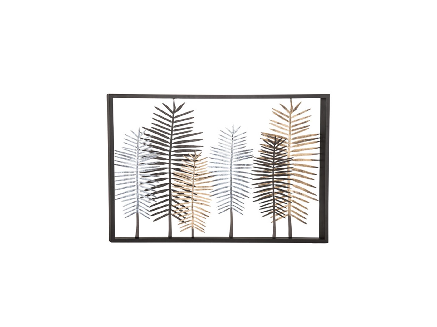 Bronze, Silver, and Gold Metal Feathers Wall Décor 45"W x 30"H