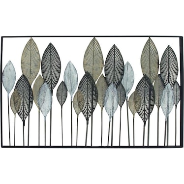 Black, Bronze, and Silver Metal Leaves Wall Décor 59"W x 37"H