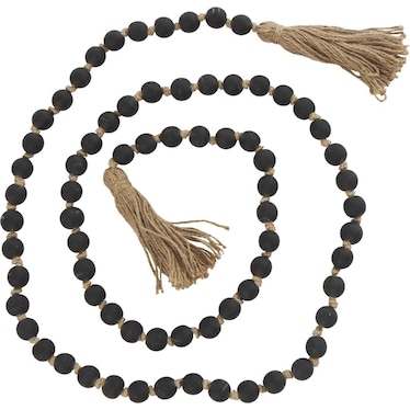 Black Frosted Glass Beads 83"L