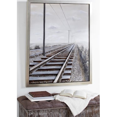 Train Track Canvas Art 43"W X 53"H
