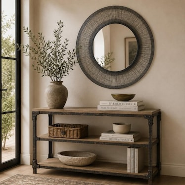 Black Metal Mirror 40" Round