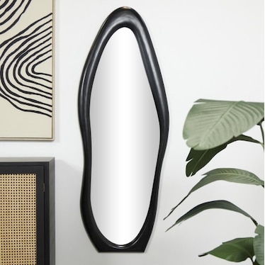 Black Wavy Wall Mirror 23"W x 63"H