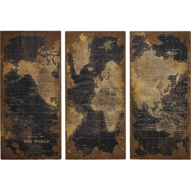Set of 3 World Wall Panels 22"W x 47"H