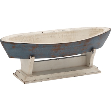 Boat On A Wood Stand 23"W x 8"H