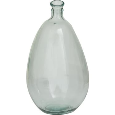 Tall Aqua and Clear Recycled Glass Vase 10"W x 18"H